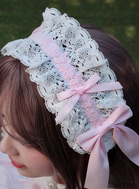 axesfemme日系复古时尚百搭蕾丝装饰蝴蝶结装饰发带LD649X18C