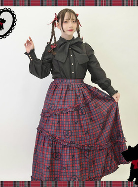 axesfemme日系小狗印花甜酷风格纹半裙衬衫洛丽塔LD291X04S