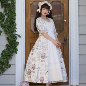 axesfemme kawaii十周年小熊短袖拼接lolita少女连衣裙TS351X19S