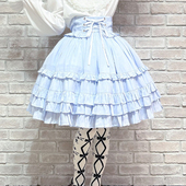 axesfemme日系系带蕾丝饰边交叉绑带收腰lolita半身裙LD281X03C