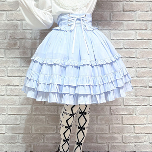 axesfemme日系系带蕾丝饰边交叉绑带收腰lolita半身裙LD281X03C