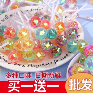 七彩色迷你棒棒糖花束五彩儿童球形糖果水果味桶装休闲小零食批发