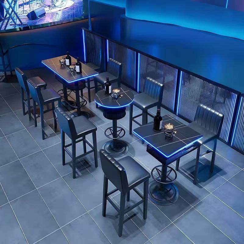 定制高脚桌吧台铁艺高凳夜场迪吧沙发清酒吧桌椅组合散台发光桌子