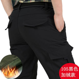弹力速干防泼水大码 黑色男士 户外运动男裤 裤 多口袋休闲工装 登山裤