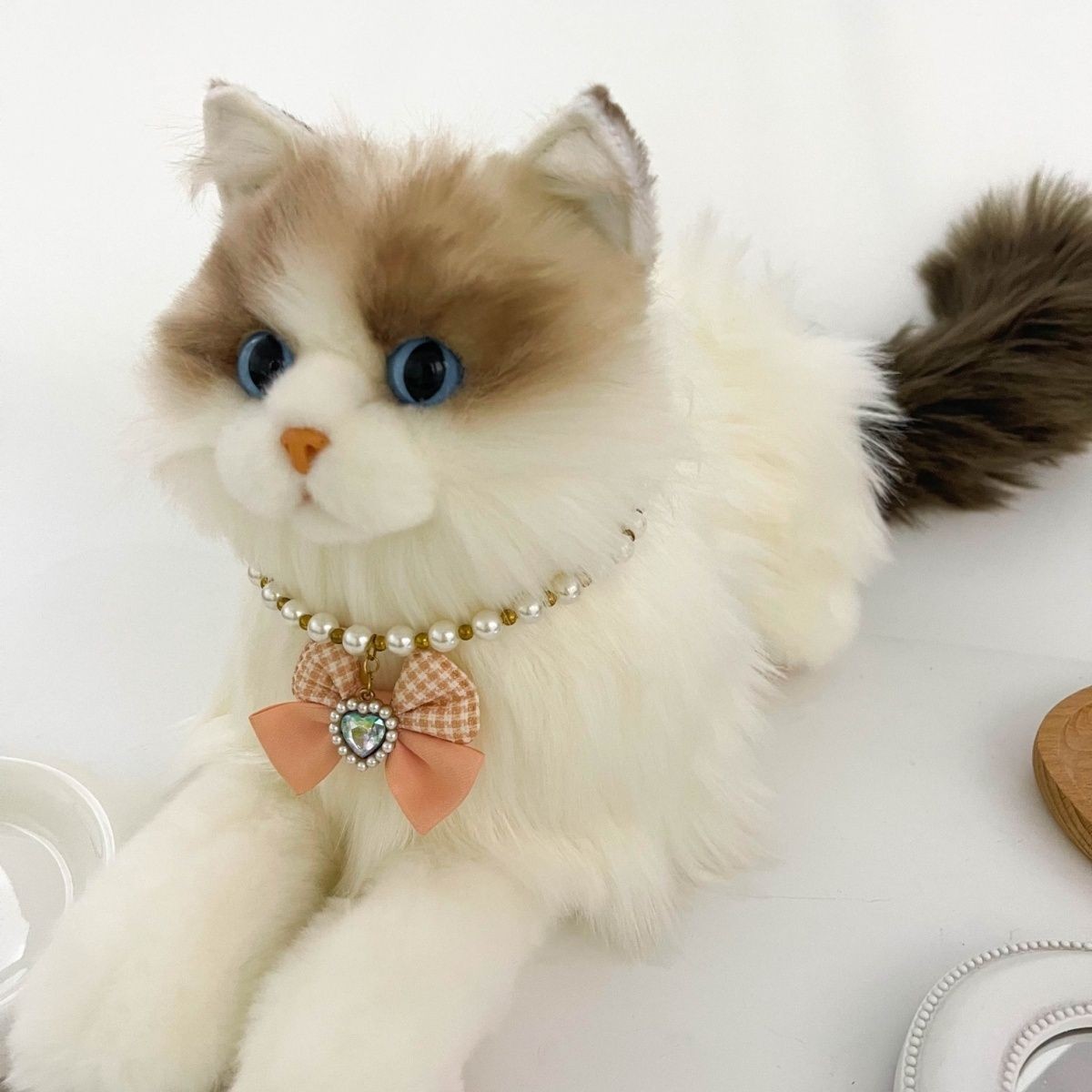 猫咪珍珠项链小香风复古蝴蝶结猫专用挂坠猫猫狗狗项圈宠物装饰
