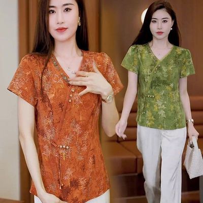 新中式夏季妈妈装气质衬衫女