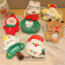 新款 饰卡通公仔配饰 毛绒圣诞胸针麋鹿圣诞老人姜饼人别针衣服装