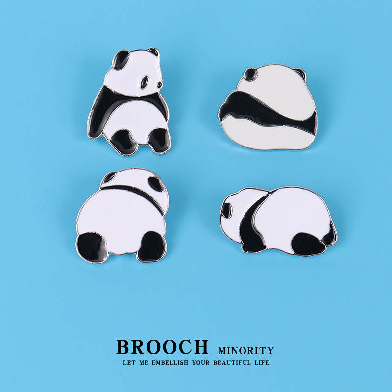 熊猫胸针可爱日系卡通胸章情侣金属徽章男女包包挂饰衣服装饰品