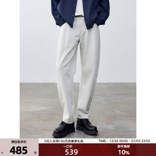 牛仔裤 休闲百搭阔型弯刀老爹裤 男春夏 色织提花粗斜纹 THESSNCE