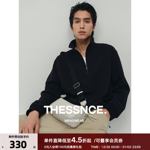 THESSNCE重磅奢感玲珑双面珠地 T恤卫衣男 拉链polo领长袖