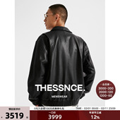 THESSNCE 高奢植柔油蜡工艺复古羊 牛皮真皮飞行员拉链夹克外套男