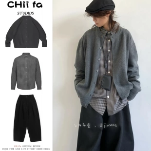 三件装/单件日系复古中性开衫针织毛衣男秋冬慵懒风休闲长袖外套