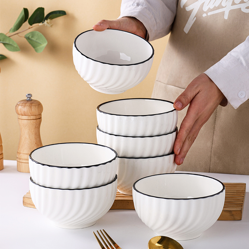 10个装家用碗陶瓷旋月米饭碗