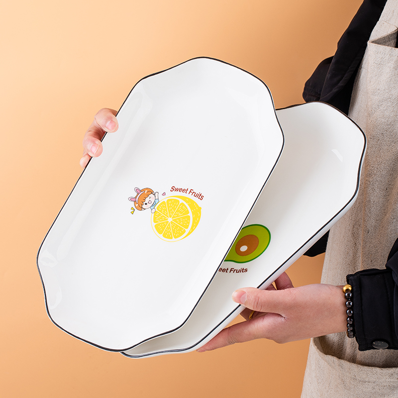 怀恒卡通创意长方形装蒸鱼盘鱼盘