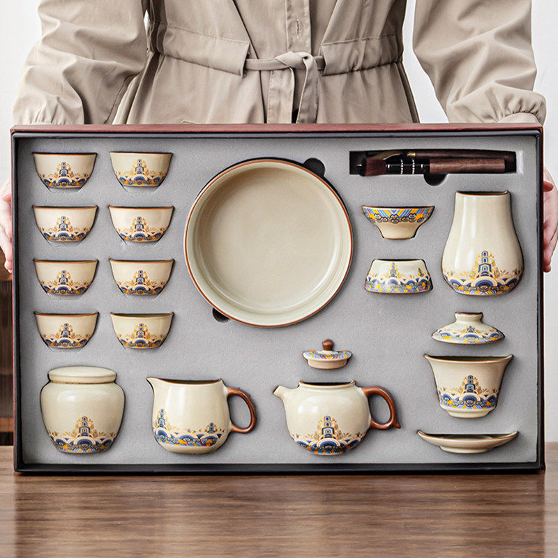 景德镇高端2025新款汝窑功夫茶具套组送长辈家用陶瓷喝泡茶专用高,餐饮具,整套茶具,淘宝优惠券,粉丝福利购,淘宝优惠卷
