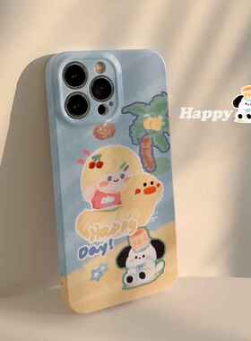 夏日卡通14promax手机壳iPhone13菲林壳12游泳女孩11代发Xs适用15