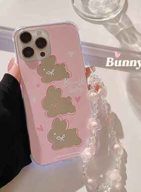 镜面iphone13苹果14pro max手机壳11适用12补妆镜15手绳11粉兔8p