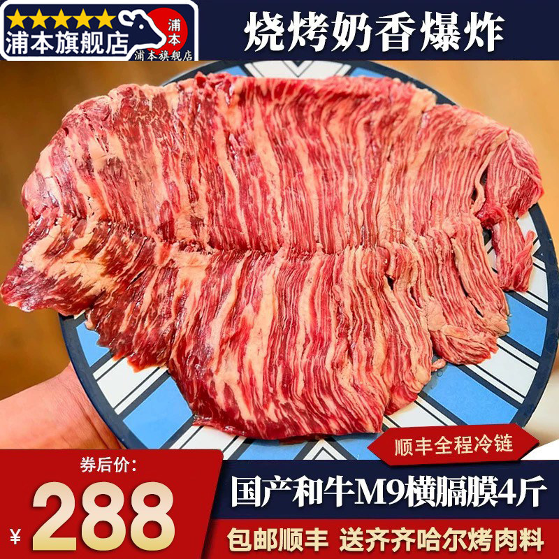 包邮4斤国产m9和牛横膈膜牛排切片安格斯粗修原切烧烤肉清真牛肉