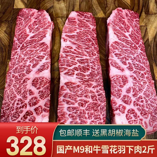包邮国产原切m9雪花和牛霜降谷饲1000g羽下肉上脑边丹佛牛小排