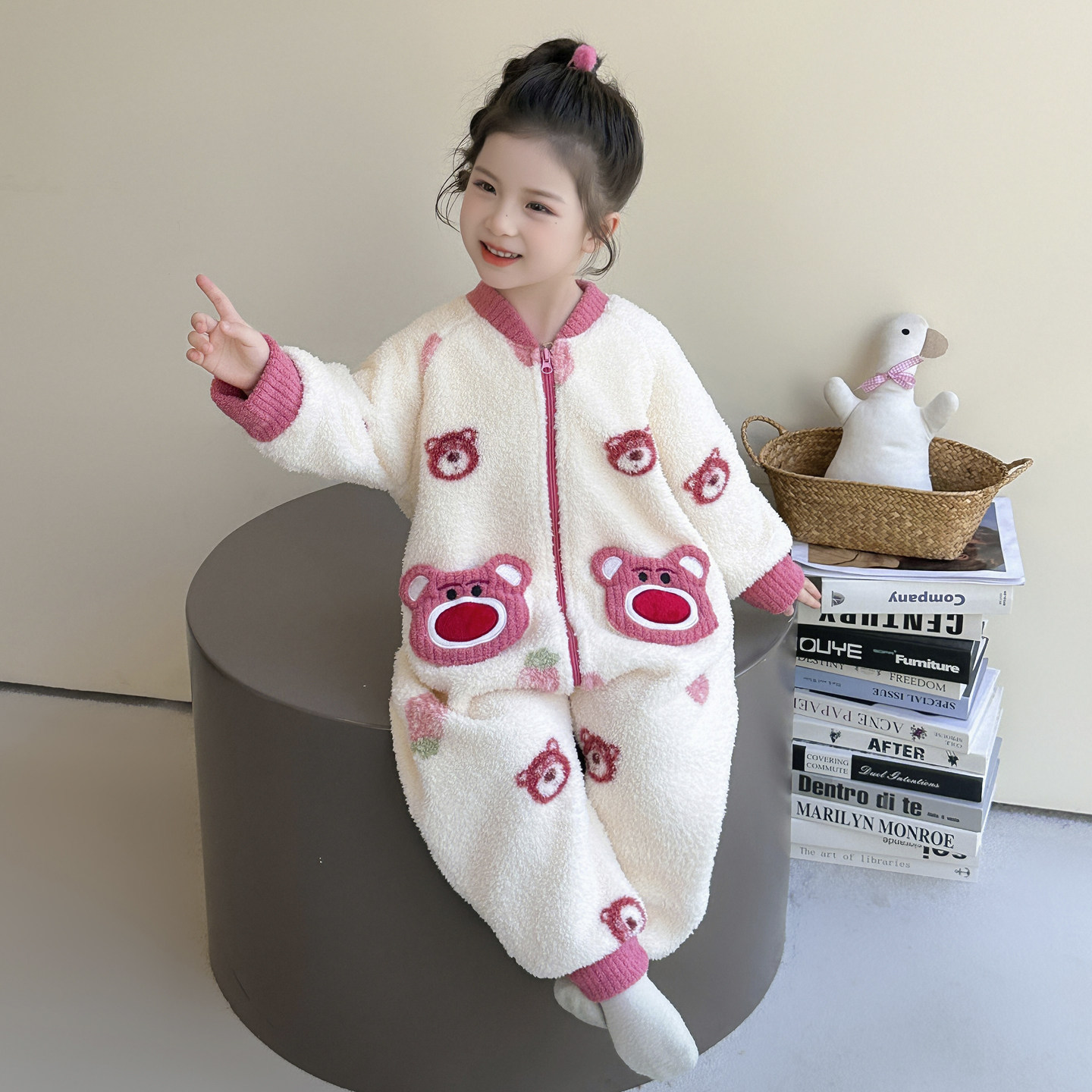女童睡衣连体秋冬季珊瑚绒加厚女孩儿童睡袋法兰绒幼儿宝宝防踢被