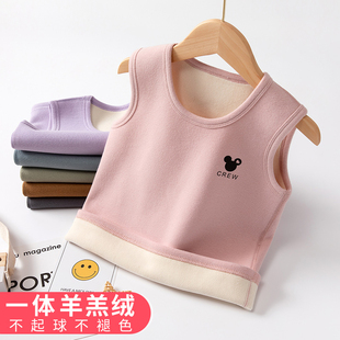 一体儿童保暖背心加绒加厚宝宝内穿坎肩秋冬纯棉男童女童打底马甲