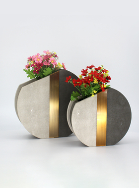 室内轻奢风拼接插花器软装饰品