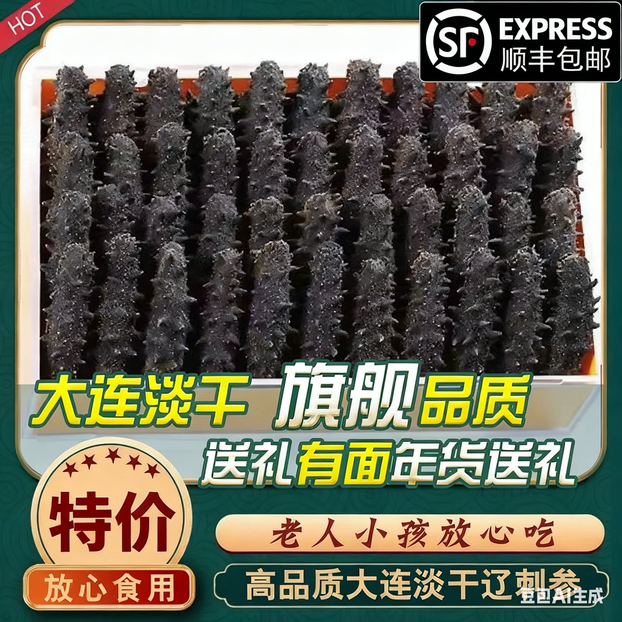 顺丰包邮正宗国标大连深海纯淡干海参辽参刺参非即食礼盒装批发价