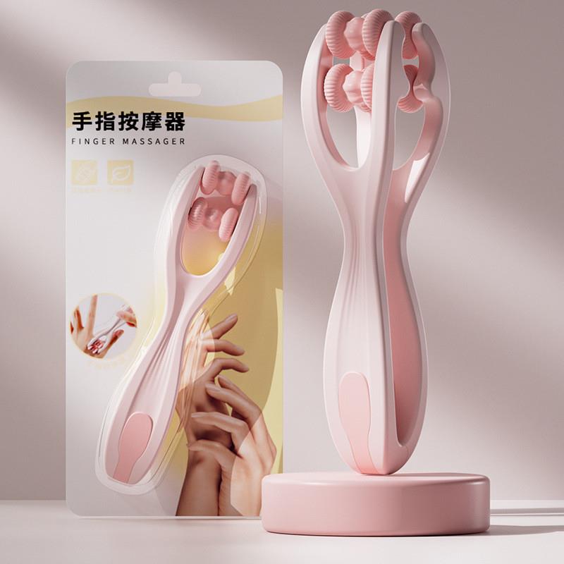 手指按摩器缓解手关节疼滚轮磁珠放松办公手酸虎口点穴弹力按摩夹