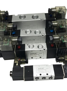 气动电磁控制阀4V220-08 DC24V双线圈4V320-10/4V420-15替亚德客
