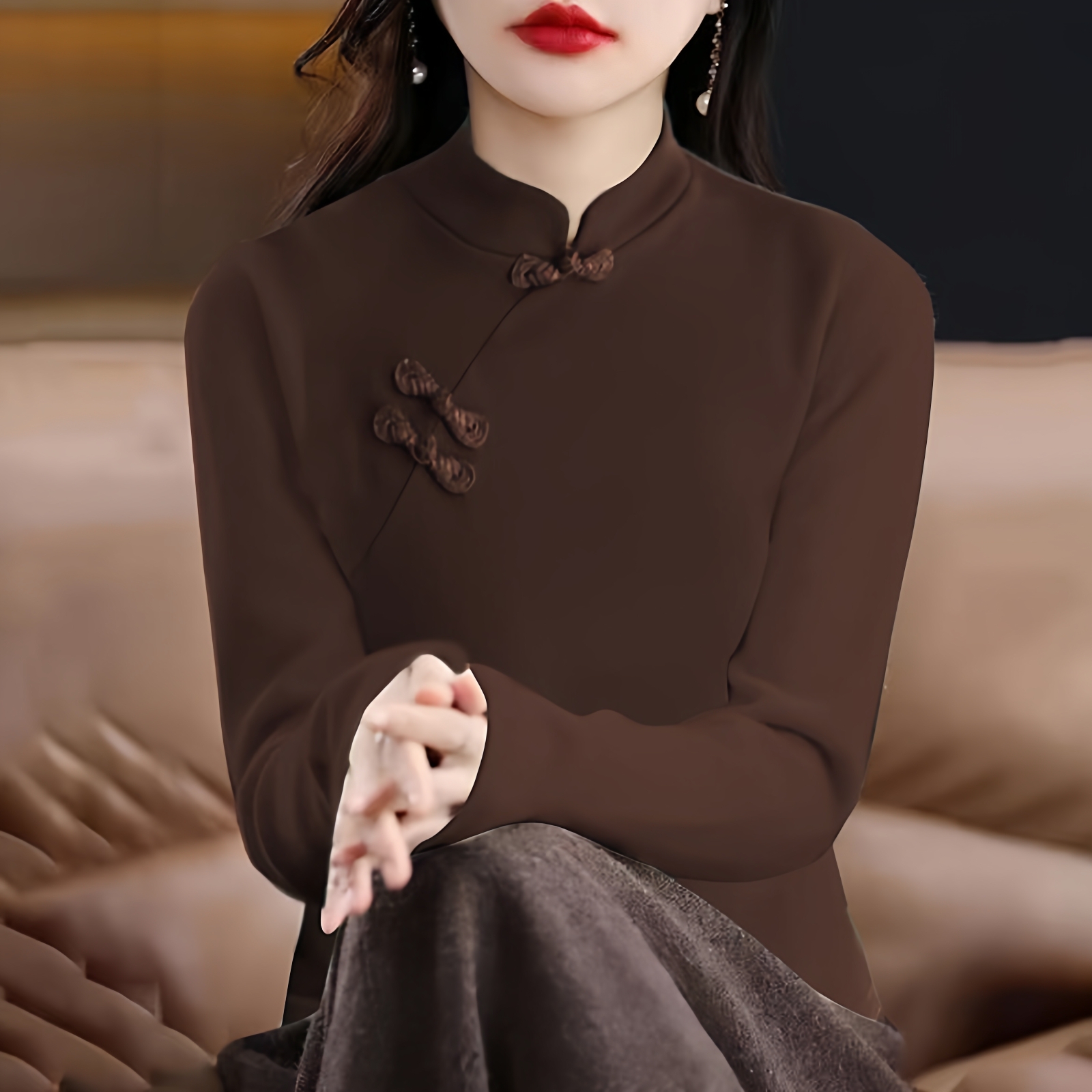 秋冬季国风新中式打底衫大码女装
