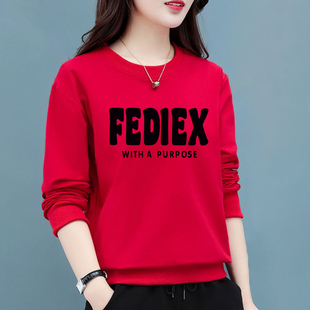 时尚 加绒加厚内搭中年妈妈款 百搭上衣 t恤女春秋2025冬季 卫衣长袖