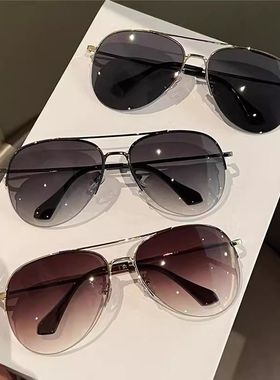 飞行员墨镜男女百搭大脸显瘦开车防紫外线蛤蟆镜个性半框太阳眼镜