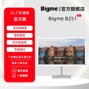 护眼显示器可手机投屏 BIGME彩色墨水屏显示器B251墨水屏拓展显示屏25.3英寸台式 冷暖前光旗舰