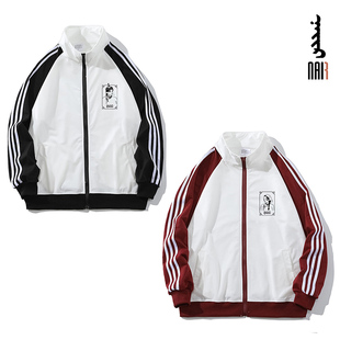 NAIR奈然 夹克蒙古元素情侣条纹拉链外套插画原创设计民族文创