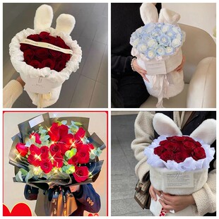 通辽科尔沁左翼中旗后旗生日碎冰蓝红玫瑰花束同城鲜花店表白
