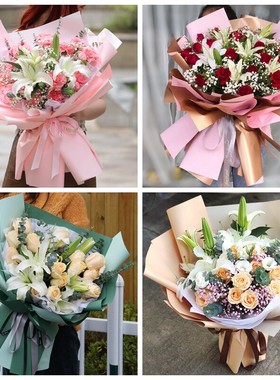 漯河市源汇区召陵区郾城区同城鲜花店圣诞节玫瑰百合送朋友长辈老