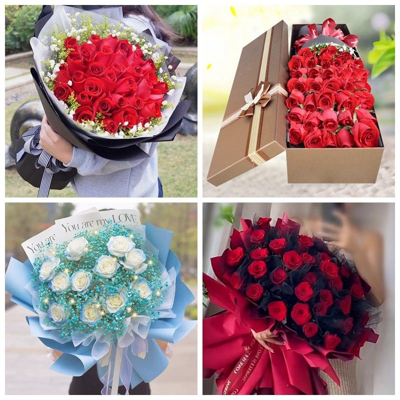 衡水市安平县故城县阜城县景县生日碎冰蓝红玫瑰花束同城鲜花店