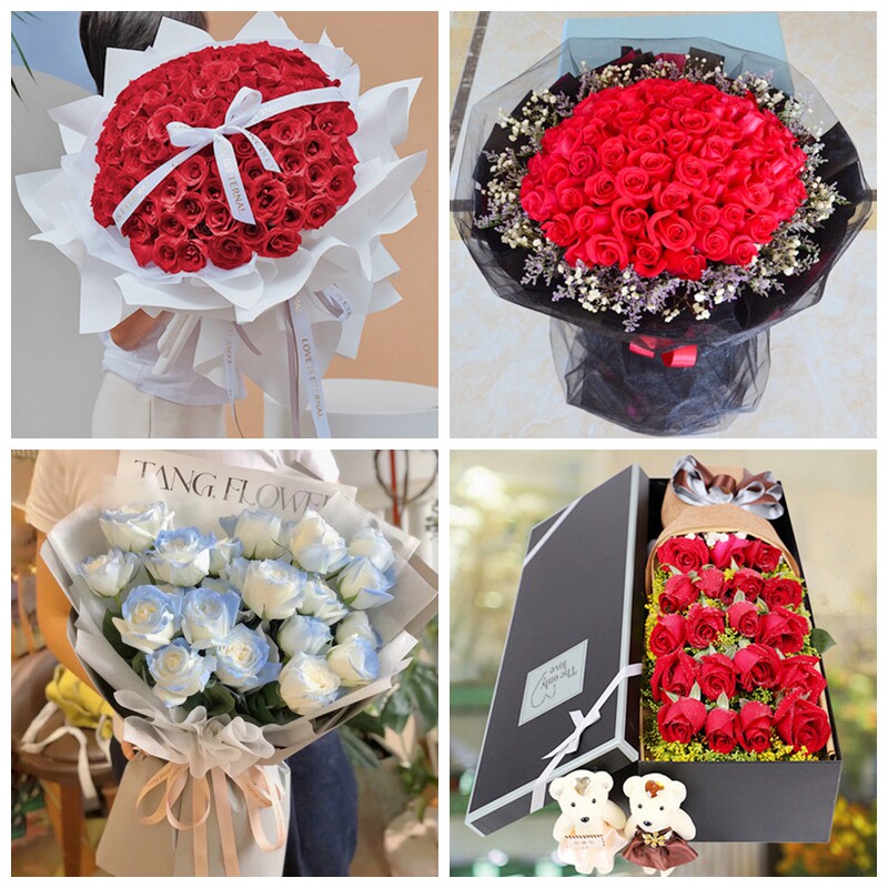 昆明宜良县嵩明县禄劝县石林县生日碎冰蓝红玫瑰花束同城鲜花店