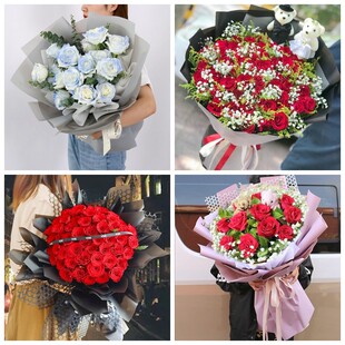 廊坊永清县香河县大城县文安县情人节碎冰蓝红玫瑰花束同城鲜花店