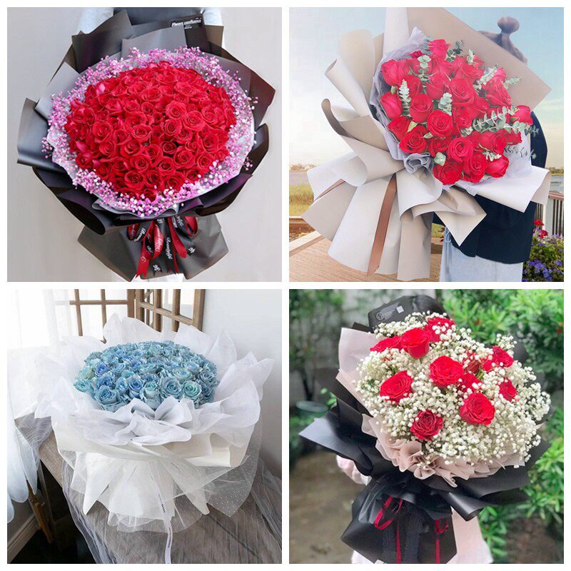 郑州市郑东新区新郑市女神节碎冰蓝红玫瑰花束同城鲜花店表白求婚