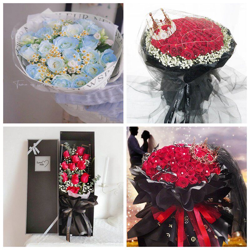 天津市西于庄双环邨咸阳北路街女神节碎冰蓝红玫瑰花束同城鲜花店