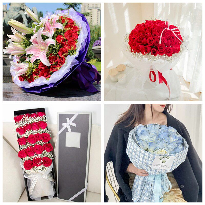 抚州金溪县资溪县广昌县乐安县女神节碎冰蓝红玫瑰花束同城鲜花店