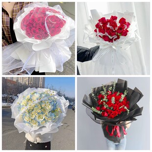 深圳市龙岗区横岗龙岗龙城情人节碎冰蓝红玫瑰花束同城鲜花店表白