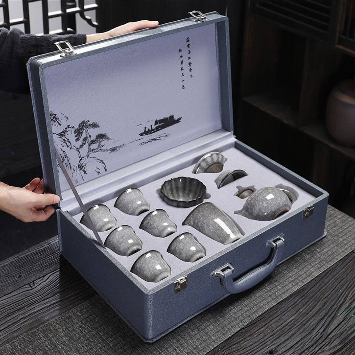 黑冰陶瓷冰裂功夫茶杯茶