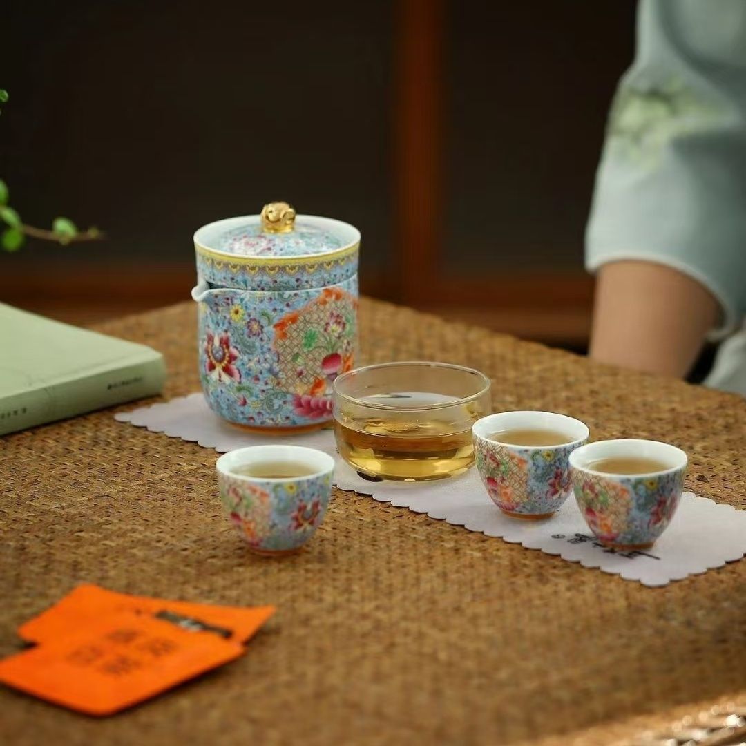 陶瓷珐琅茶杯旅行茶壶茶