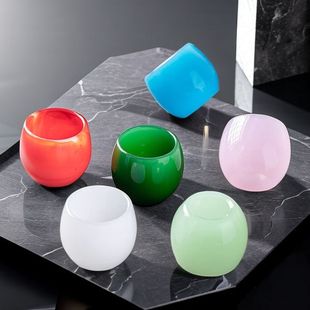 纯手工高档玉石茶杯酒杯功夫茶具品茗养生家用玉瓷琉璃主人套装