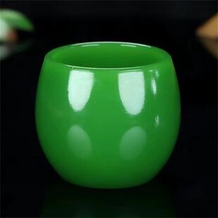 功夫杯泡茶玉瓷主人杯茶杯翡翠茶具帝王绿家用个人杯单杯主人玉杯