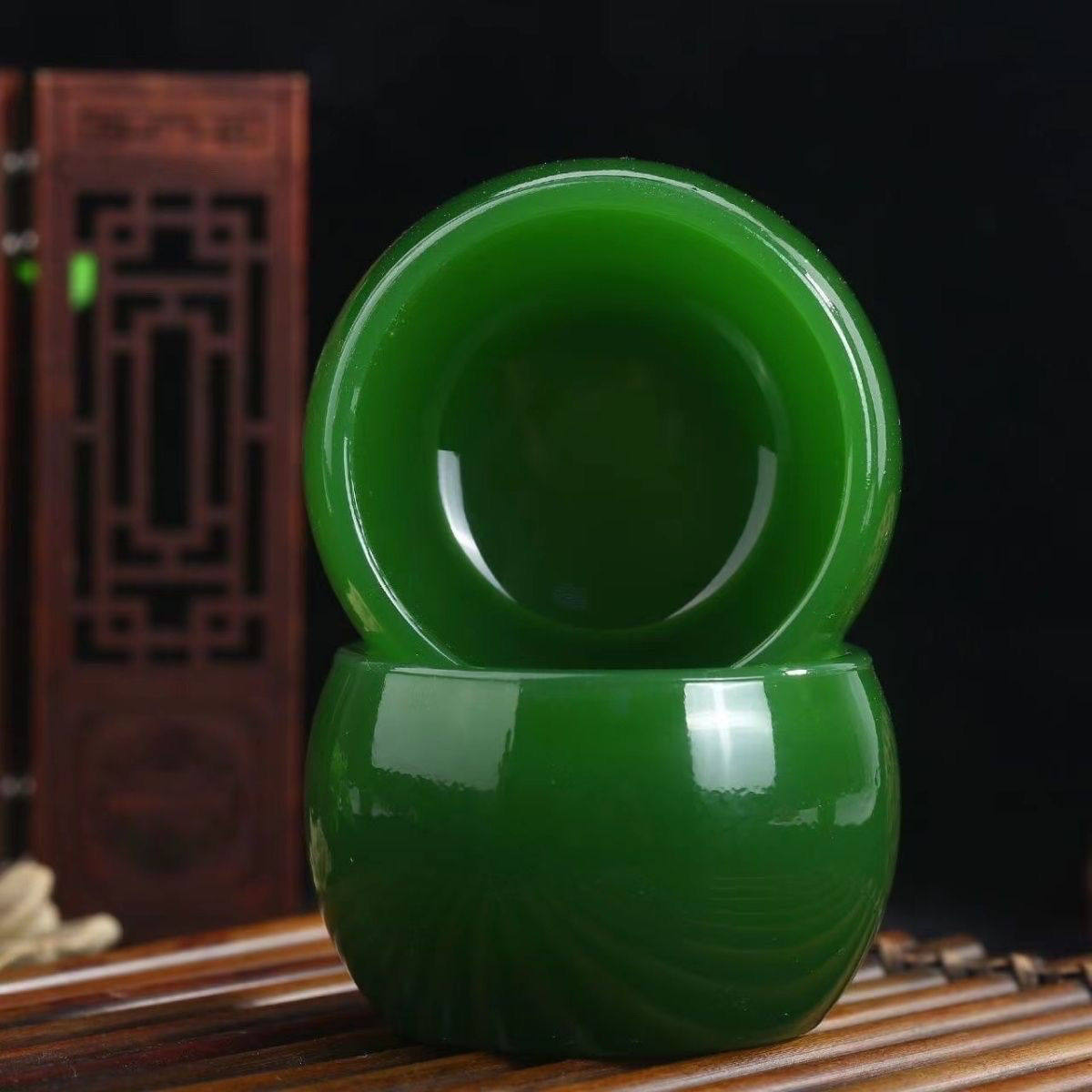 高档帝王绿主人杯绿色茶盏品茗杯大号玉瓷琉璃茶杯个人专用喝茶杯