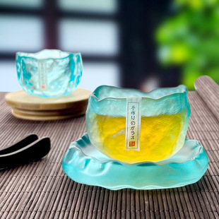 主人杯日式粉色女士小茶杯国潮风清酒杯琉璃杯品茗杯冰冻烧闻香杯