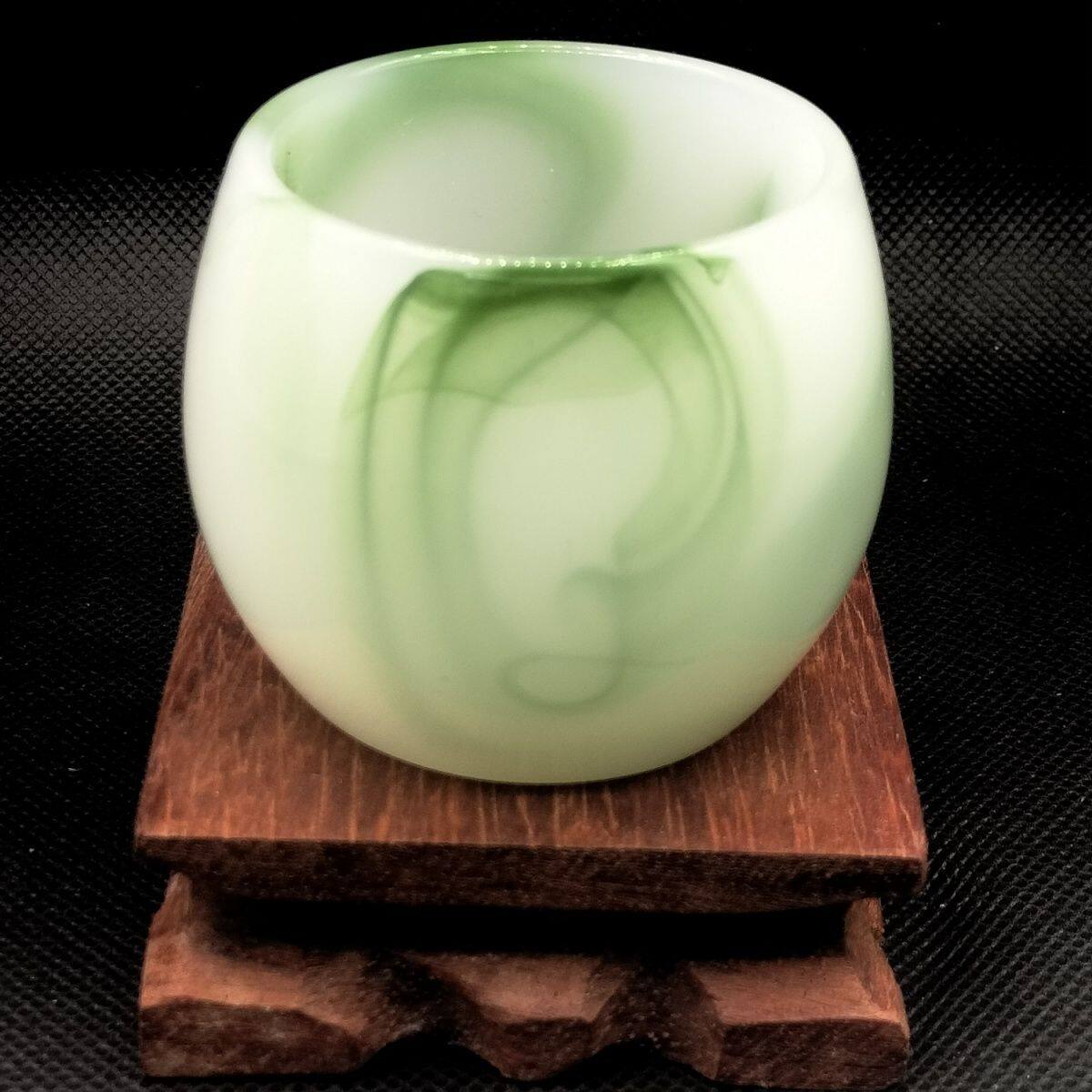 翡翠色玉瓷茶杯酒杯功夫